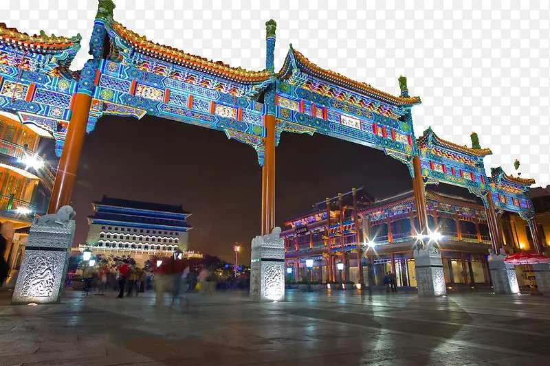 夜色下的前门大栅栏图片PNG图片素材下载_图片编号7975640-PNG素材网