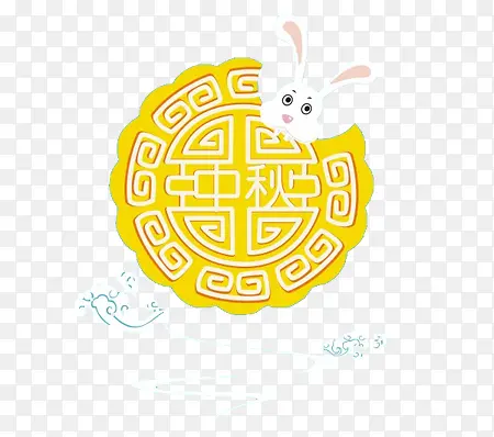 中秋节兔子月亮艺术装饰元素