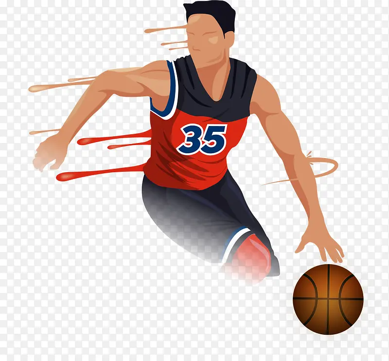 NBA打篮球的男人插画