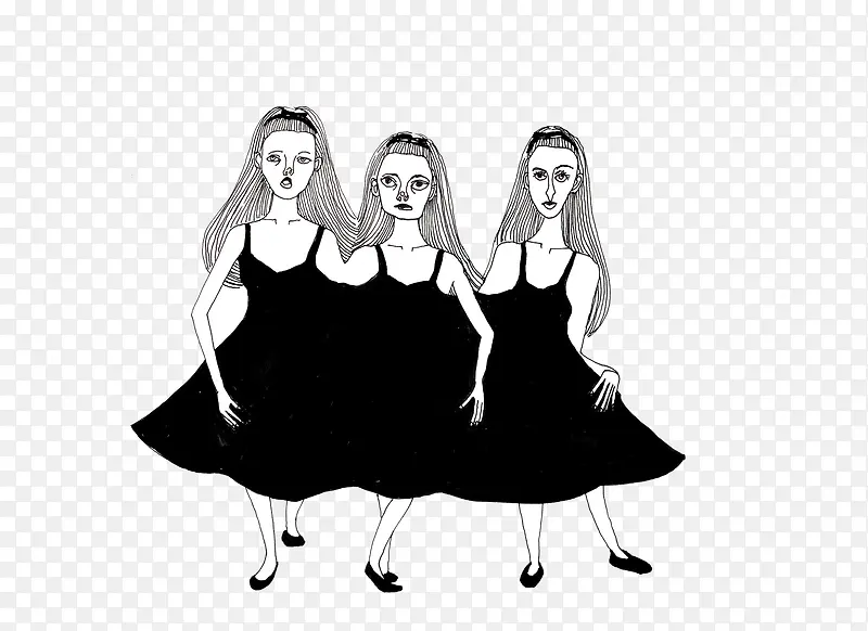3个女孩创意插画PNG图片素材下载_图片编号7980763-PNG素材网