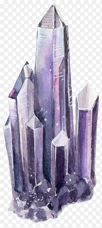 手绘创意紫色水晶免抠图