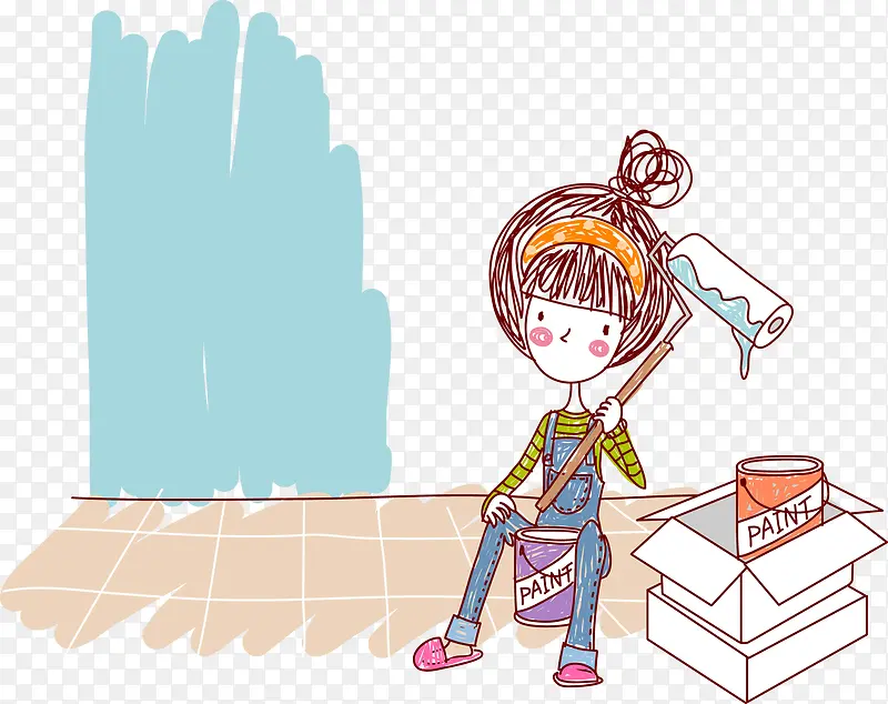 宝宝插图刷墙工人PNG图片素材下载_图片编号7981310-PNG素材网