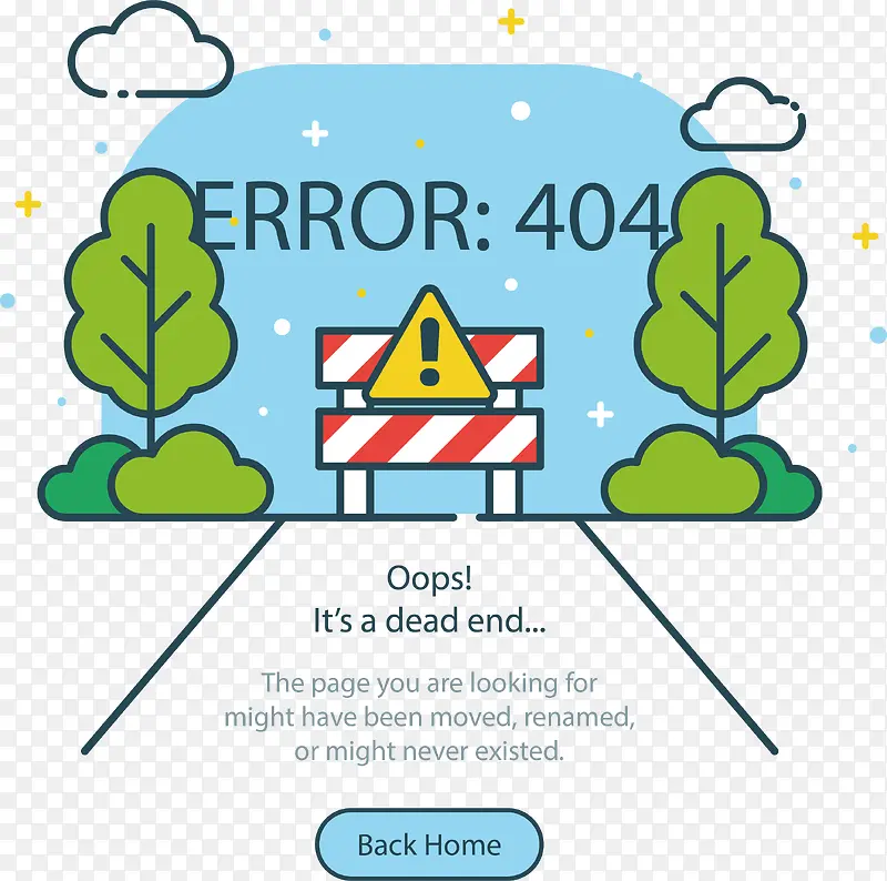 树木清新404网页错误的矢量素材