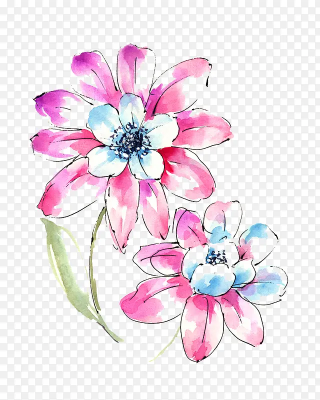 唯美手绘水彩花朵素材