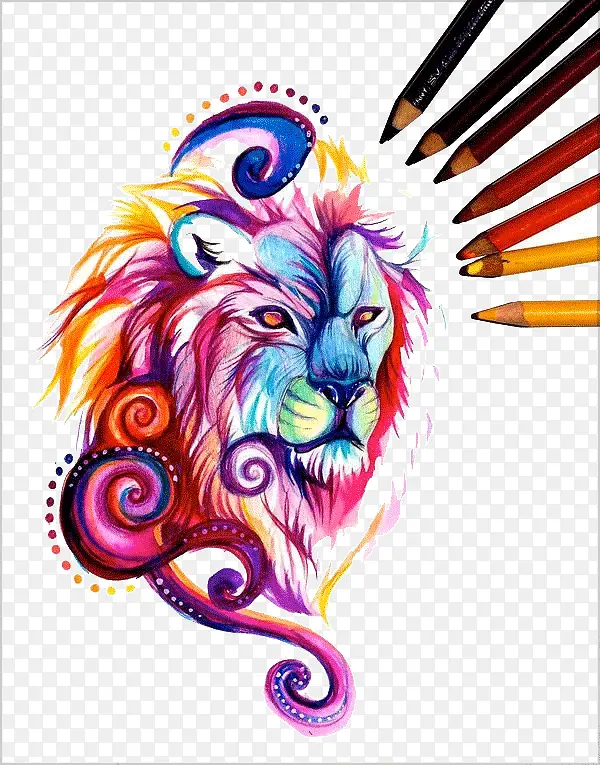 狮子头彩色铅笔绘画艺术