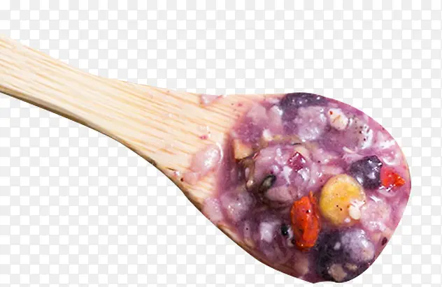 勺子里的紫薯粥