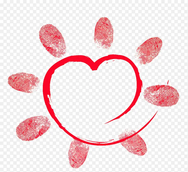 红色爱心摁手印质量保障素材