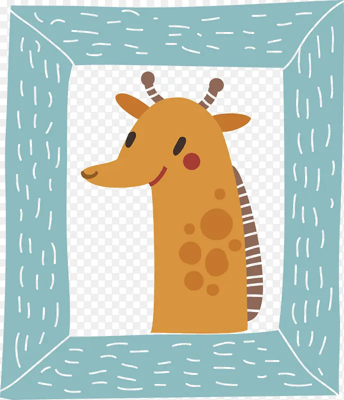 卡通动物长颈鹿相框矢量图