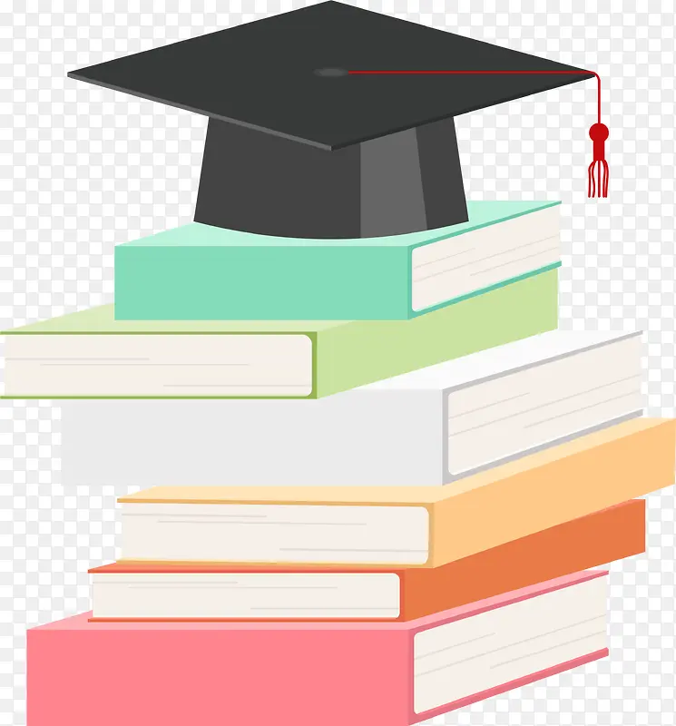 卡通立体学士帽书堆PNG图片素材下载_图片编号7984592-PNG素材网