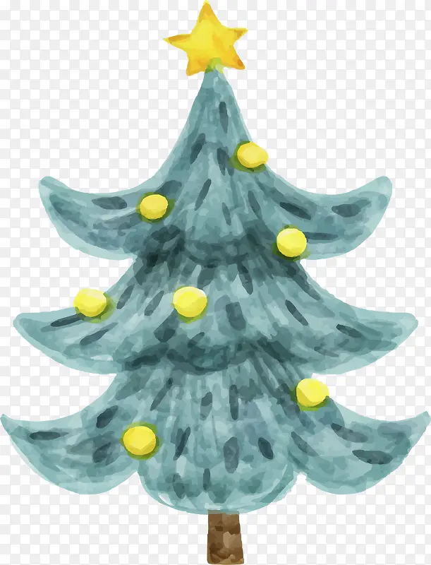 蓝色手绘的圣诞树