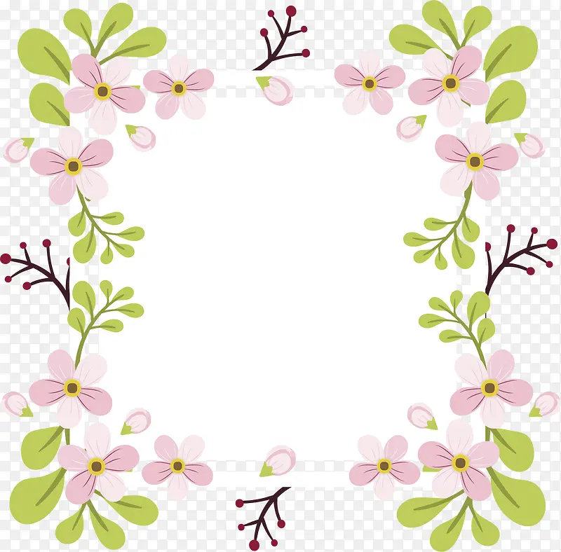 粉红野花装饰相框