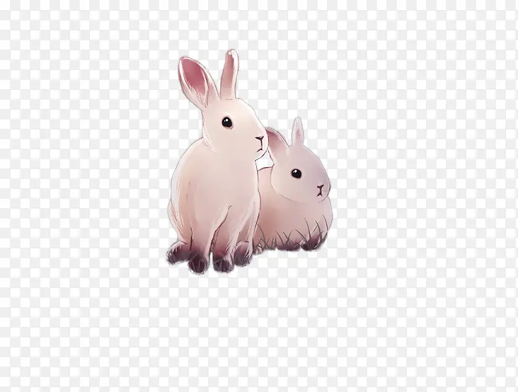 水彩两只小兔子
