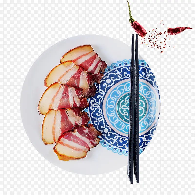 中国风美食麻辣腊肉装饰