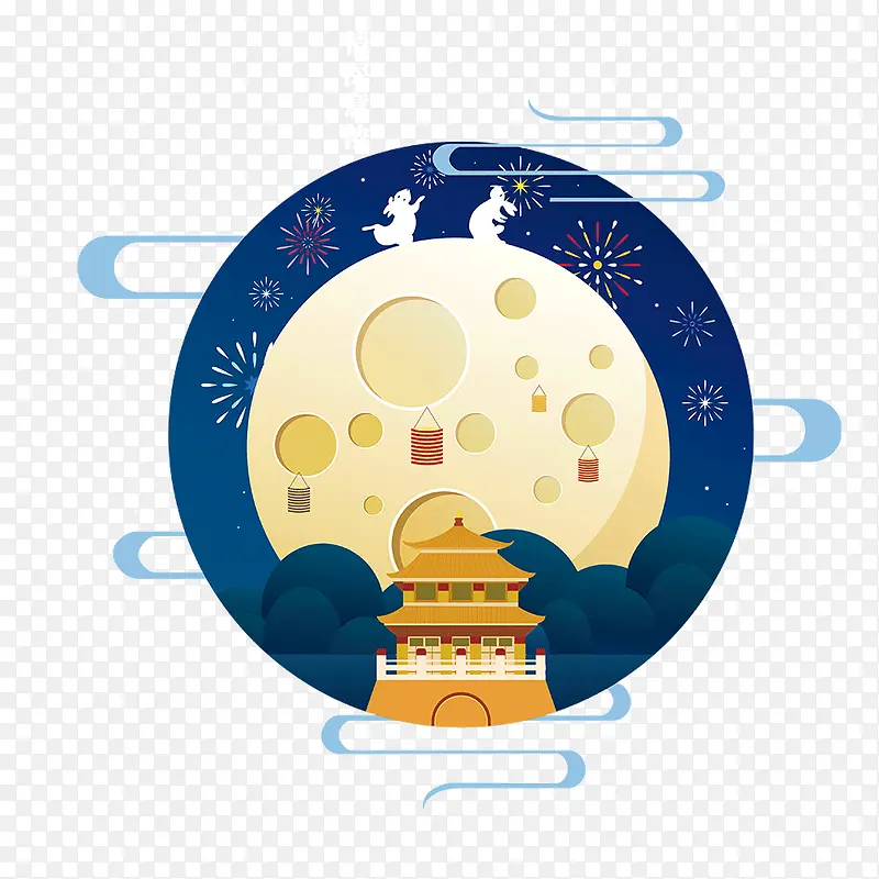 中秋节月亮插画设计