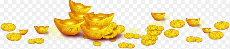 金色中国风元宝钱币