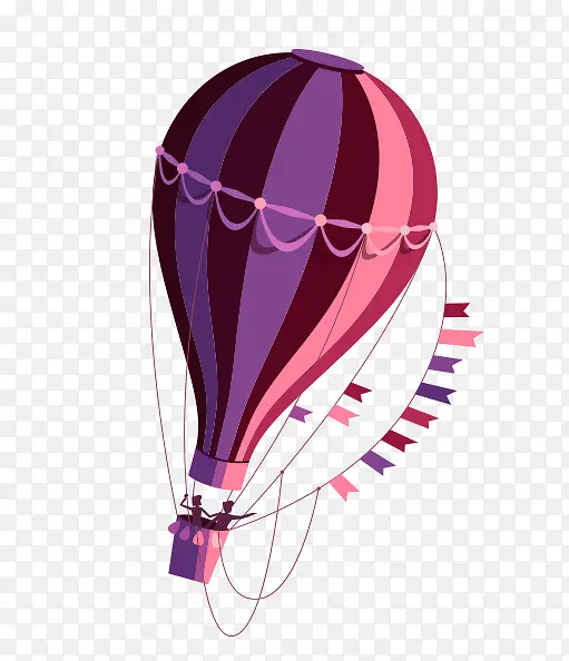 手绘紫色漫画氢气球