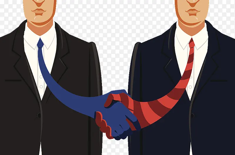 装饰插图商务合作两人握手