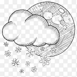 素描地球云朵下雪卡通