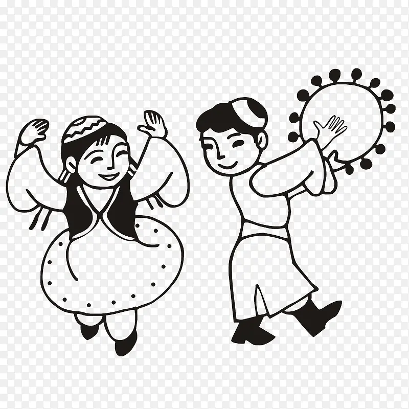 简笔手绘新疆歌舞