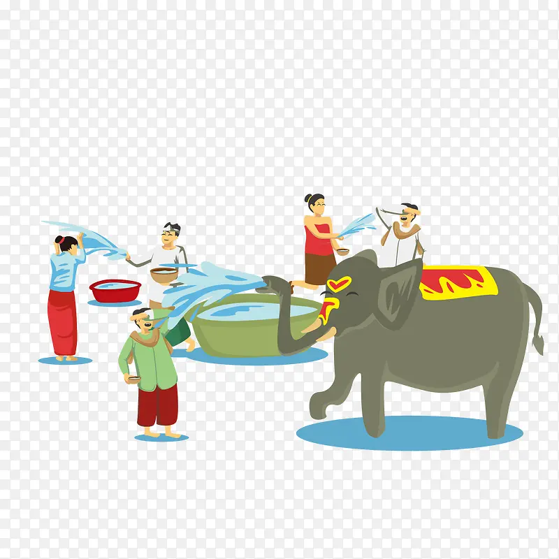 泰国泼水节卡通人物大象