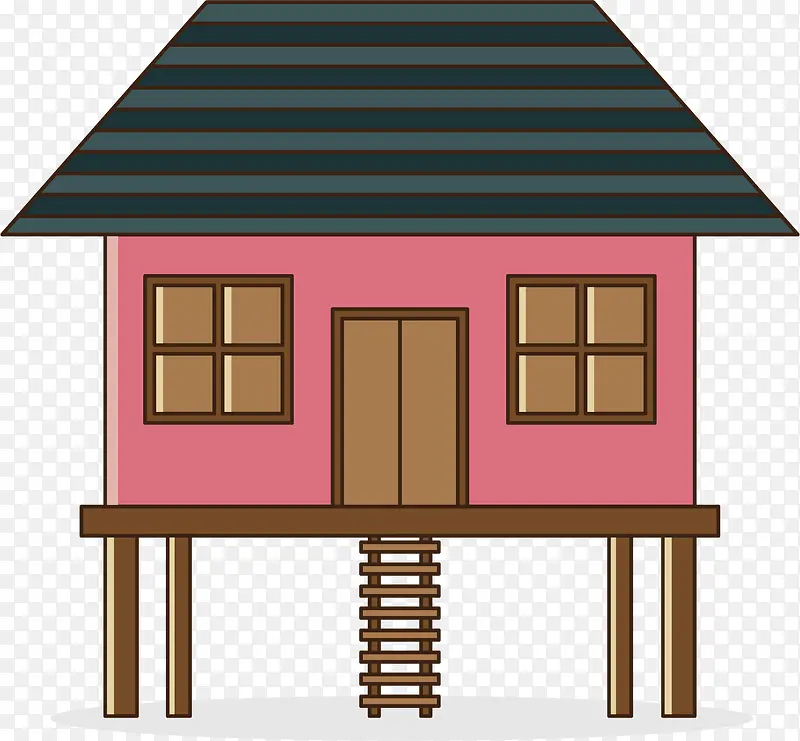 卡通粉色小木屋