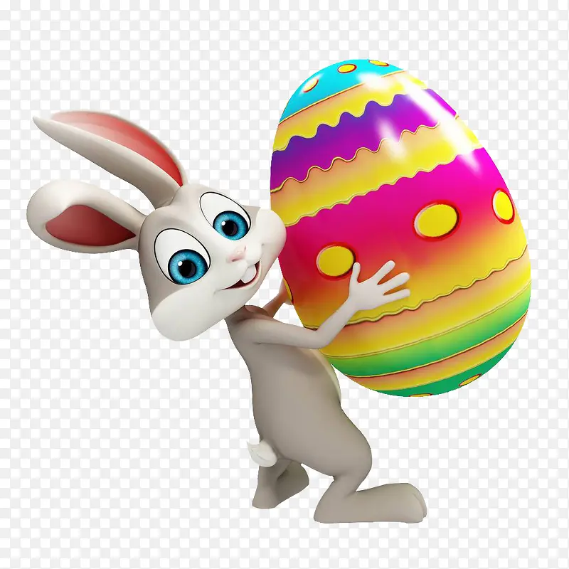 抱着彩蛋的复活节兔子
