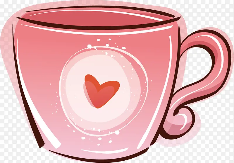 矢量图粉色咖啡杯