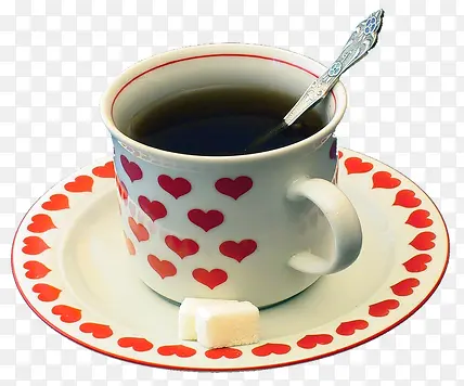 红色心形装饰咖啡杯子