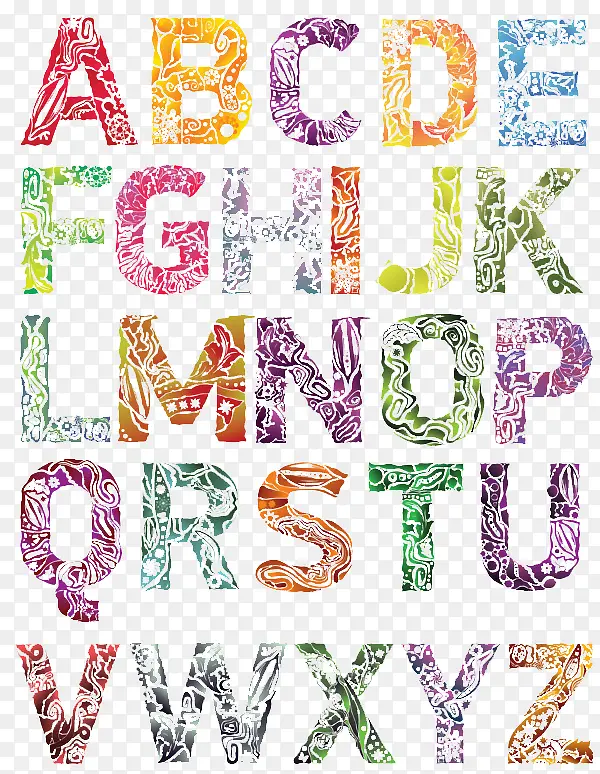 彩色花纹创意字母简图