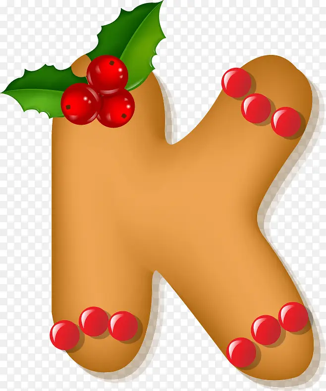 圣诞节元素卡通字母饼干K
