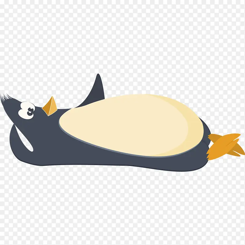 卡通躺着的企鹅动物设计