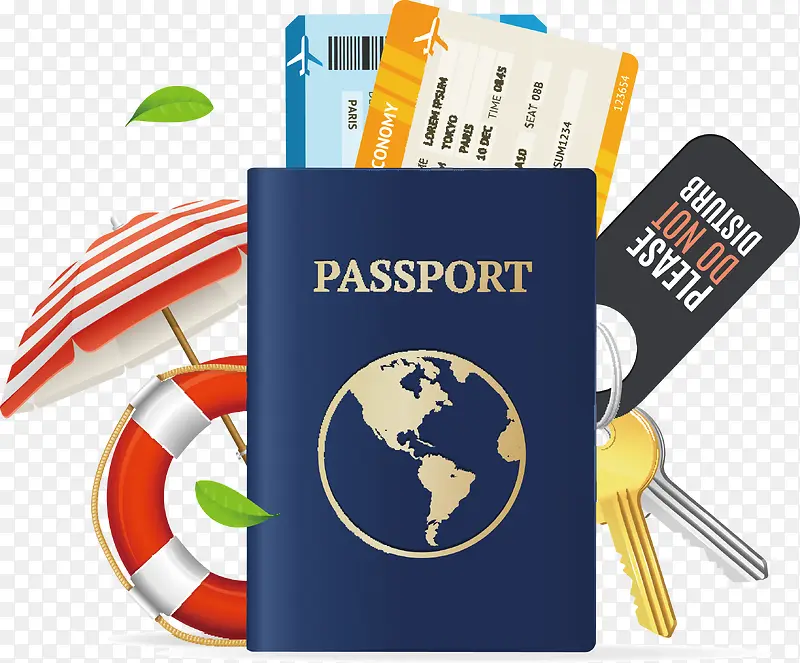 护照和机票矢量图