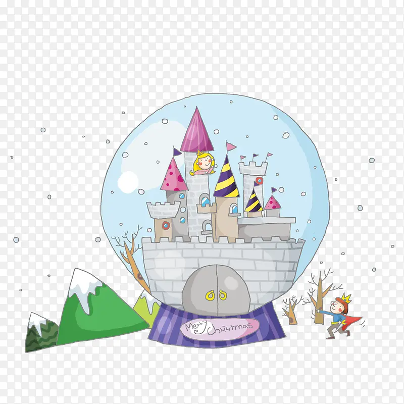 卡通玻璃球内城堡素材