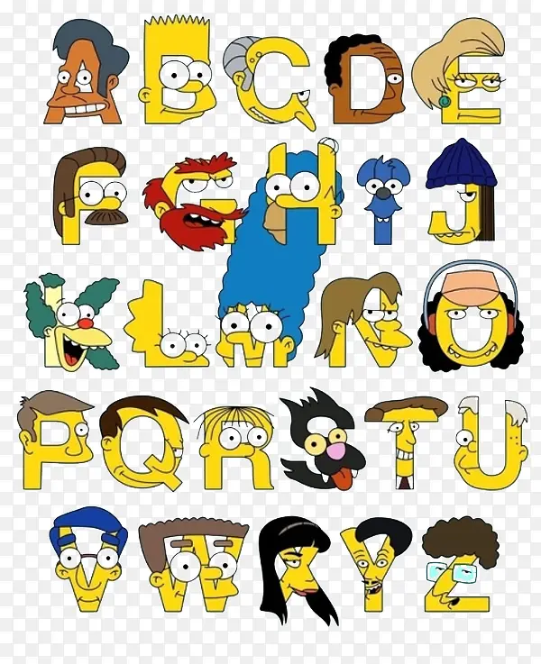 卡通创意26个英文字母