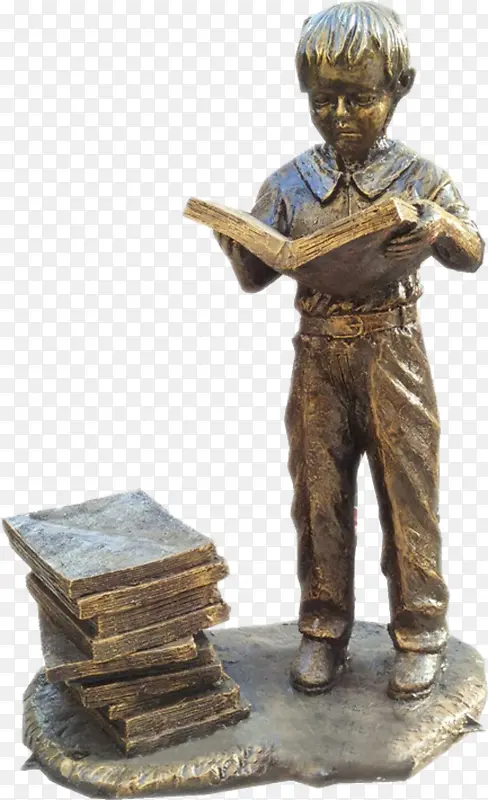读书的小铜人雕塑图