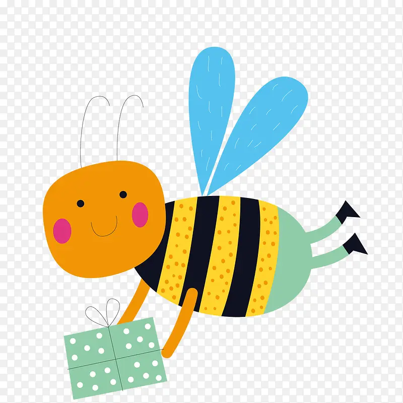 卡通送礼物的小蜜蜂设计