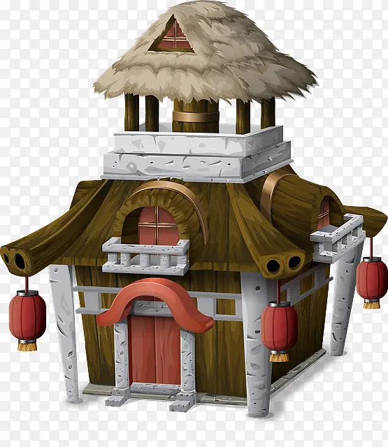 可爱的村庄建筑插画PNG图片素材下载_图片编号8003401-PNG素材网