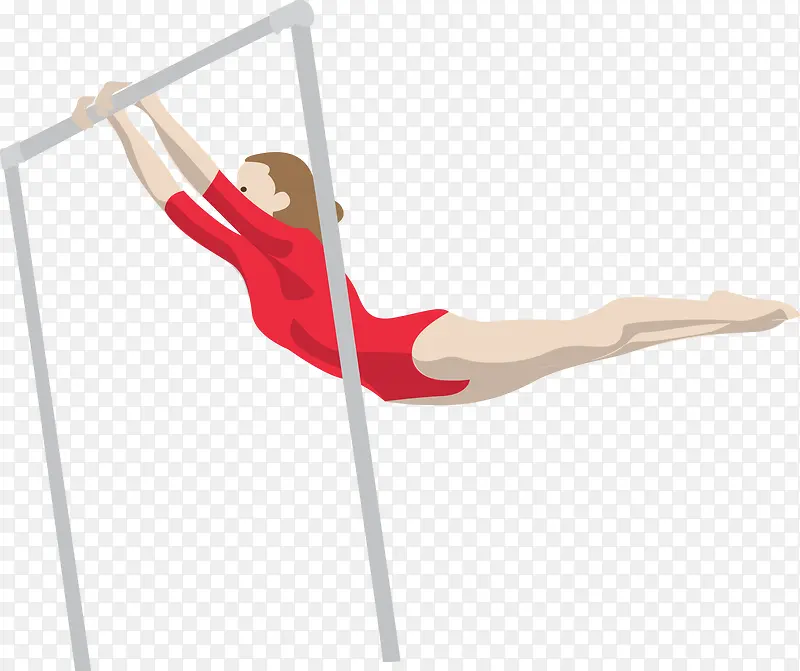 女子单杠体操奥运项目矢量图
