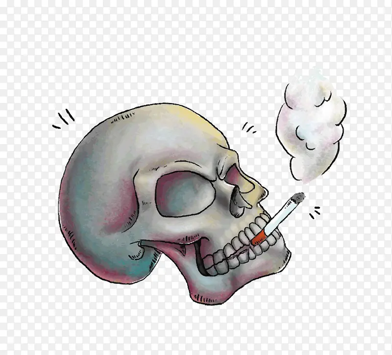 创意吸烟有害健康骷髅头插画
