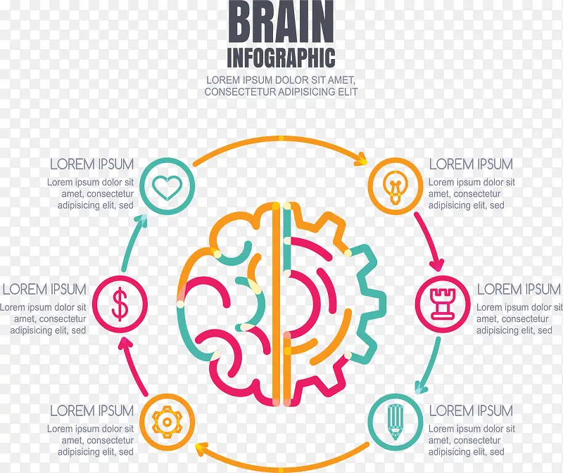 彩色线条大脑图表