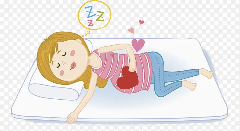 卡通插图侧身睡着的孕妇