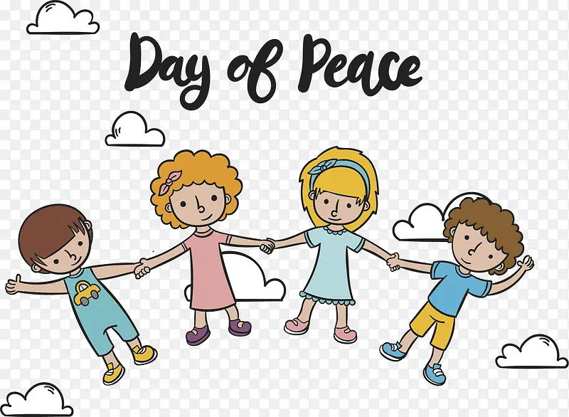 卡通孩子维护和平