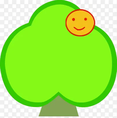 手绘绿色笑脸创意大树