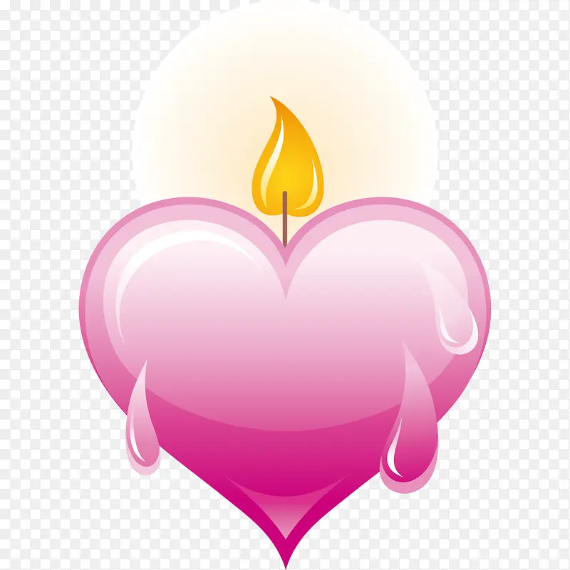 卡通手绘粉色心形蜡烛