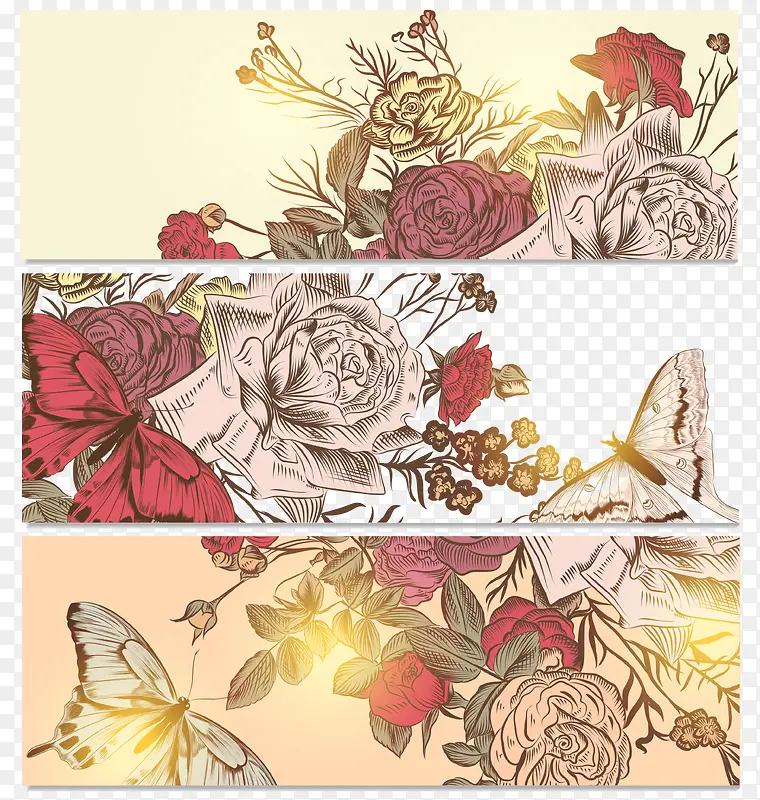 古典花朵花卉植物BANNERS