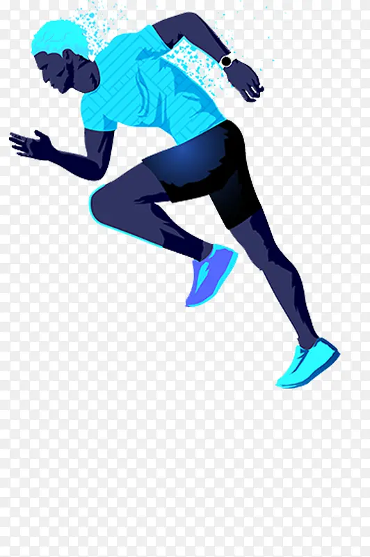 跑步马拉松人物剪影插图