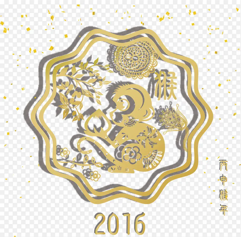 2016金色猴子花纹