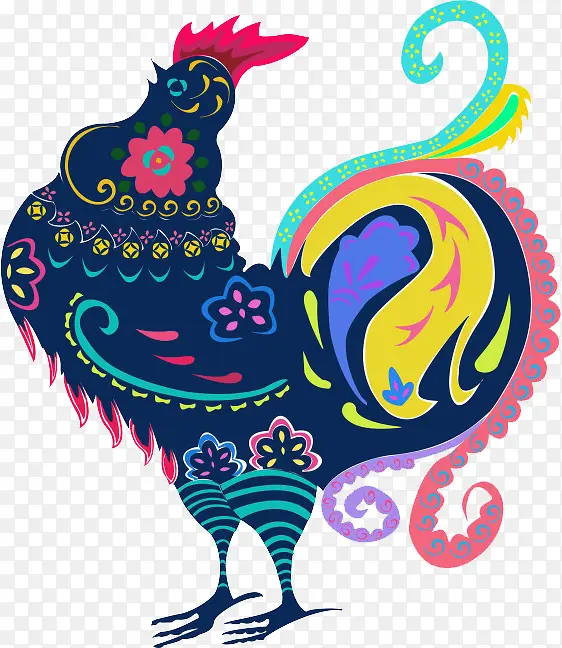 鸡年彩色图案元素