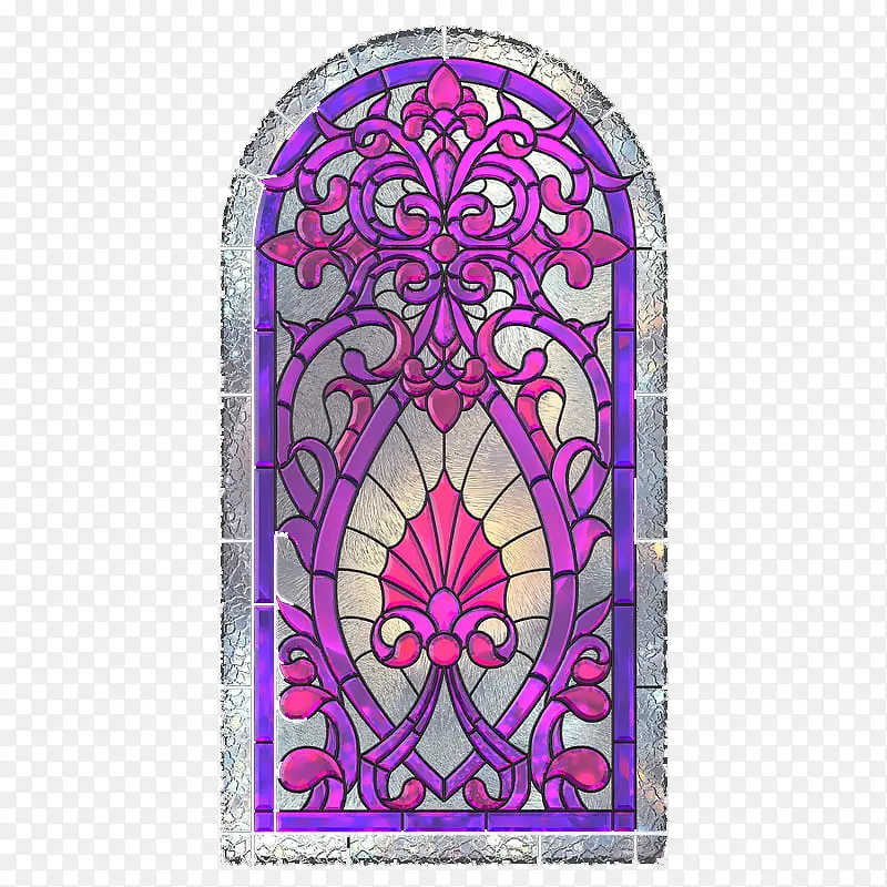 紫色彩色花纹雕花窗户