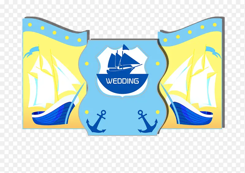 蓝色海洋风婚礼迎宾背景